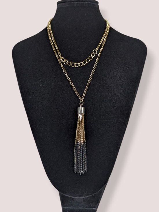 CC Skye Jewelry - CC Skye Belcher Chain Darkened Tassel Necklace